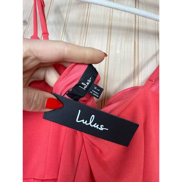 NWT Lulus Impressive Glamour Coral Pink Sleeveless Column Maxi Dress Cocktail XL - Picture 7 of 7